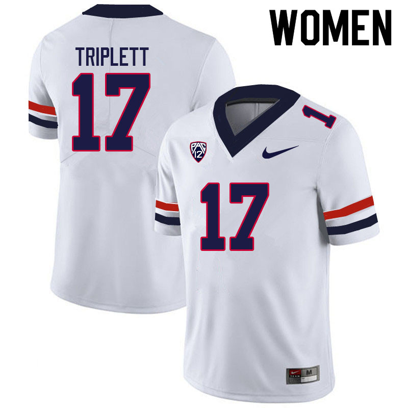 Women #17 Jabar Triplett Arizona Wildcats College Football Jerseys Sale-White - Click Image to Close